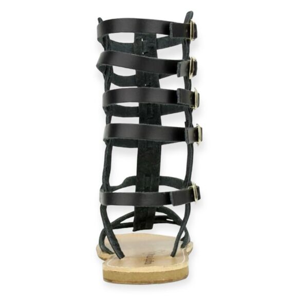 Black Leather Tall Ankle Gladiator Sandals NEW - Picture 2 of 4
